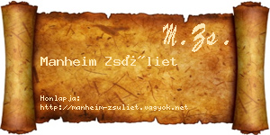 Manheim Zsüliet névjegykártya